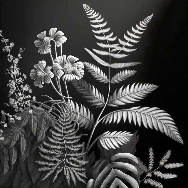 RedCow_ferns_spring_flowers_charcoal_style_f775cace-843e-4242-a802-a7ea2becb061.png