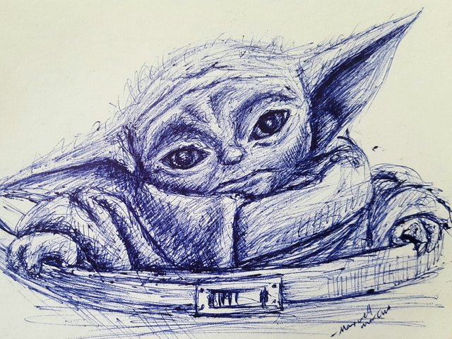 My Posca pen drawing of Grogu/Baby Yoda