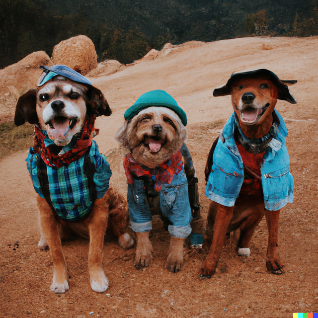 DALL·E 2022-07-19 17.33.48 - A photo of a group of dogs in a traveler outfit.png