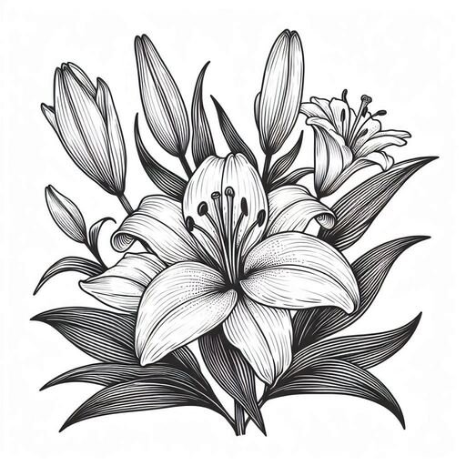 Lily Flower Bouquet Coloring Page.jpg