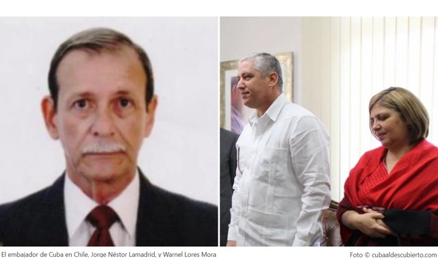 El embajador de Cuba en Chile, Jorge Néstor Lamadrid, y Warnel Lores Mora.jpg