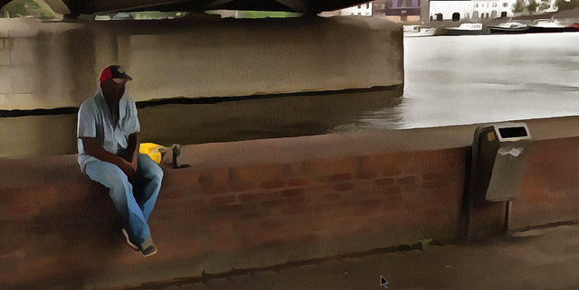 Maastricht juli 2018 Unknown man sitting under bridge uitsnede 2.png