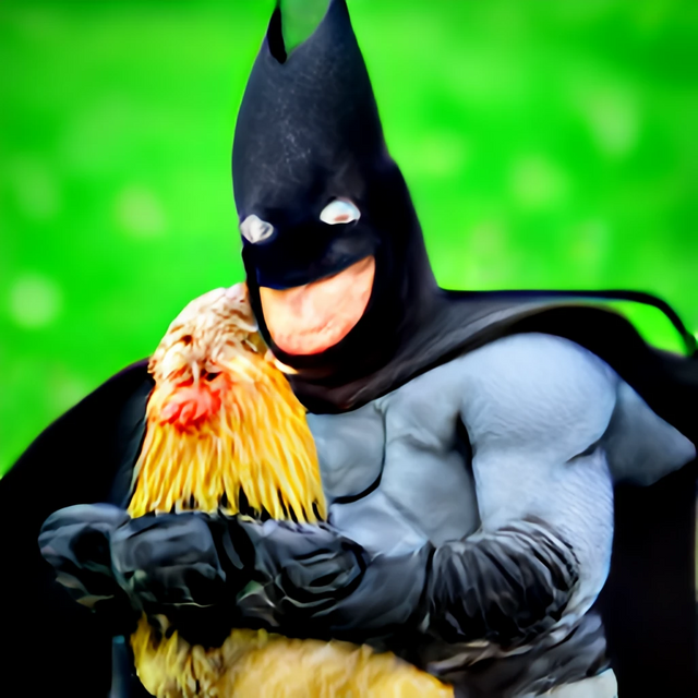 chicken wearing a batman costume with smooth detailes .png