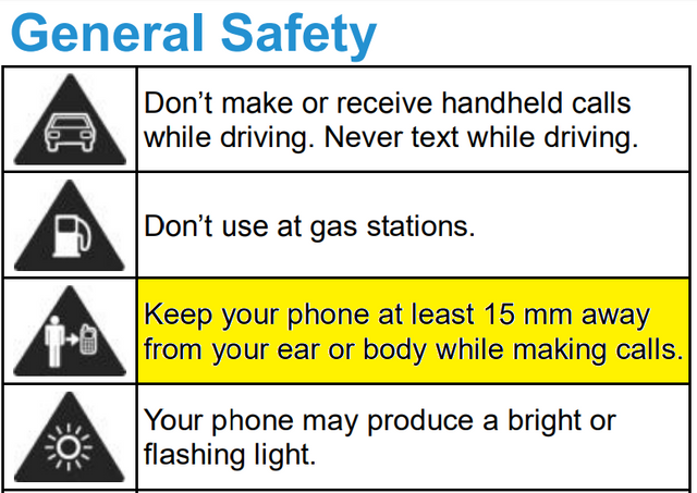 common warnings for mobile phones