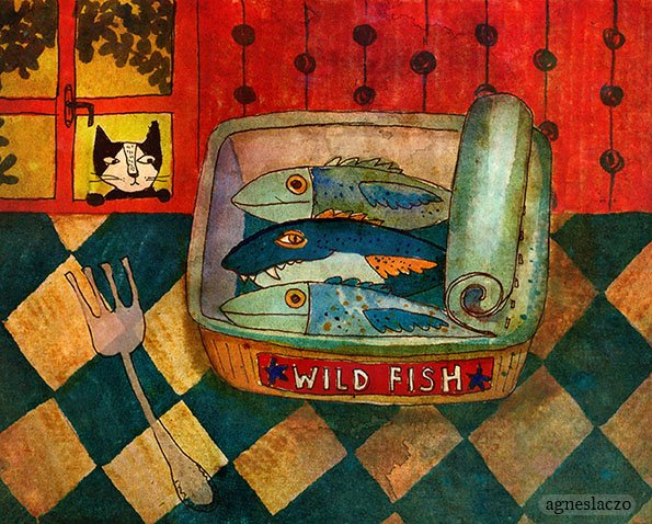 agnes laczo wild fish art rajz mese halacska cica macska illusztrator.jpg