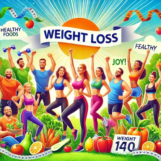 DALL·E 2024-10-20 11.14.51 - A vibrant and motivational weight loss themed image featuring a diverse group of people of different ages and ethnicities celebrating their fitness jo.jpg