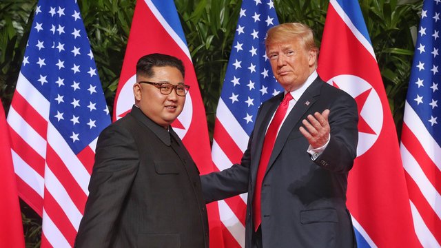 Kim Jong-un and Donald Trump in Singapore on 6122018.jpg