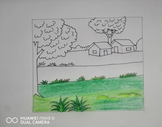 drawings of nature scenery coloured