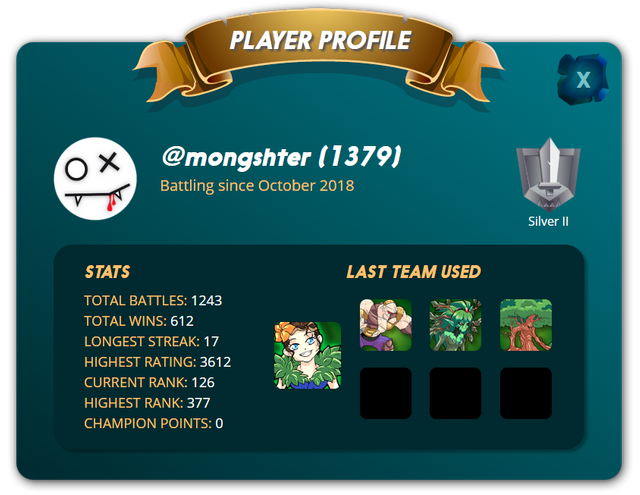 @mongshter's player profile on SteemMonsters