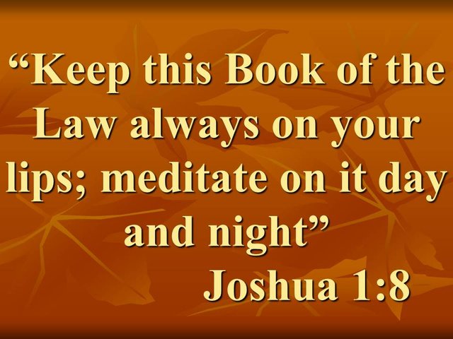 Fear God and inherit the land. Keep this Book of the Law always on your lips; meditate on it day and night. Joshua 1,8.jpg