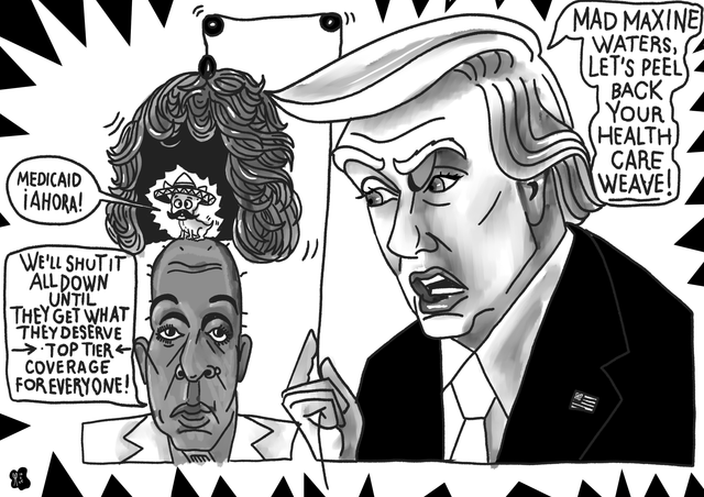 President Donald Trump Political cartoon inktober maxine waters.png