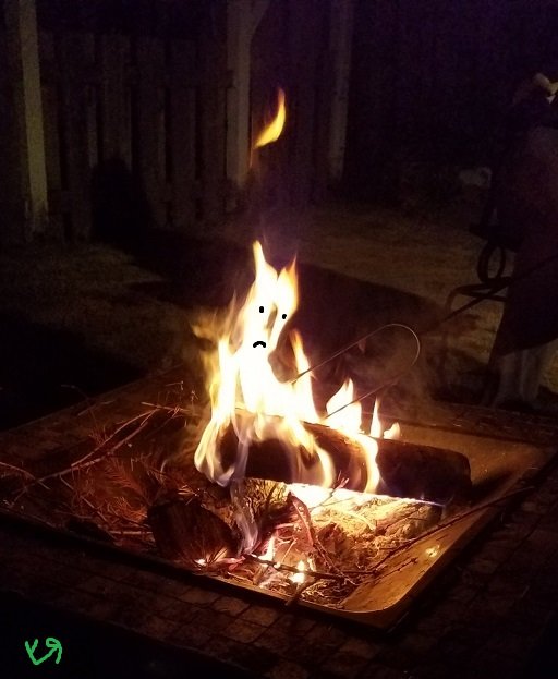 lounging fire spirit (menaced by metal skewers) (31 july 2019) by rfy.jpg