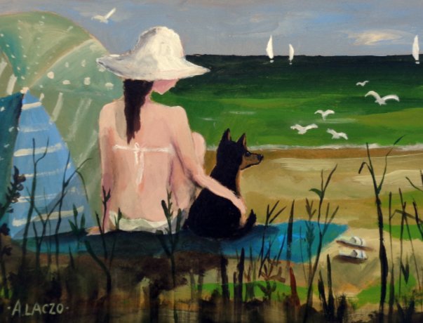 mese agnes laczo art painting beach girl with dog birds sailing boat ocean seascape landscape animal.jpg