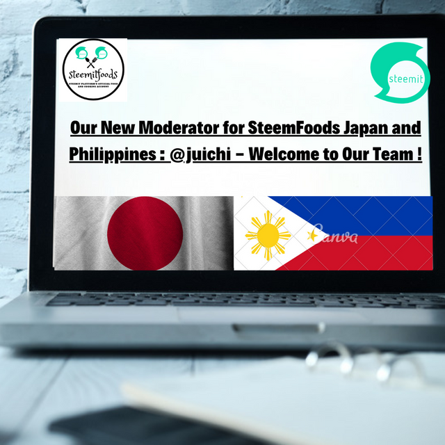 Our New Moderator for SteemFoods Japan and Philippines  @juichi - Welcome to Our Team !.png