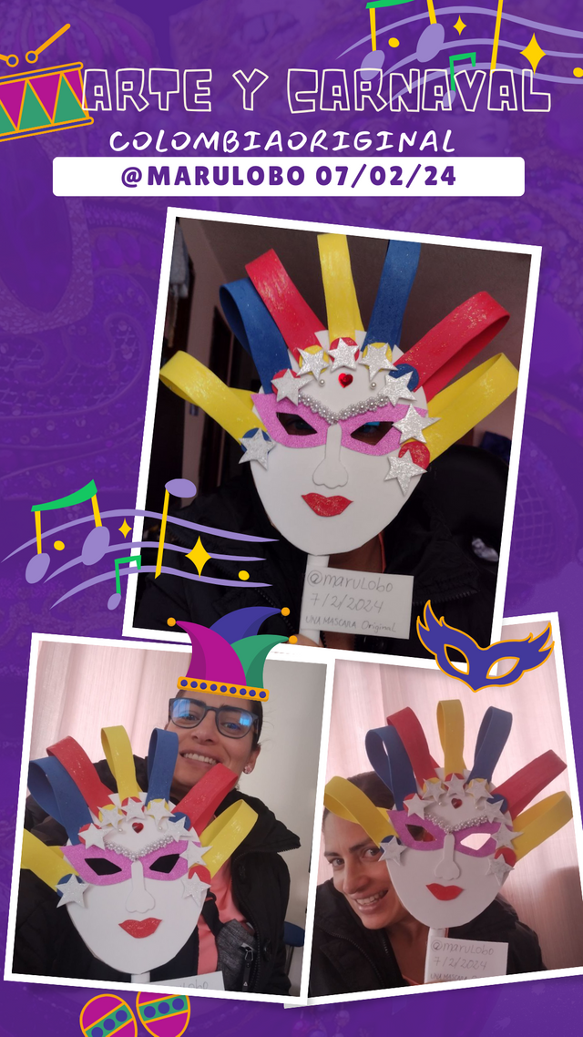 Historia collage celebración de carnaval fotográfico morado.png