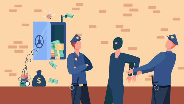 Police officers arresting bank safe robber man.jpg