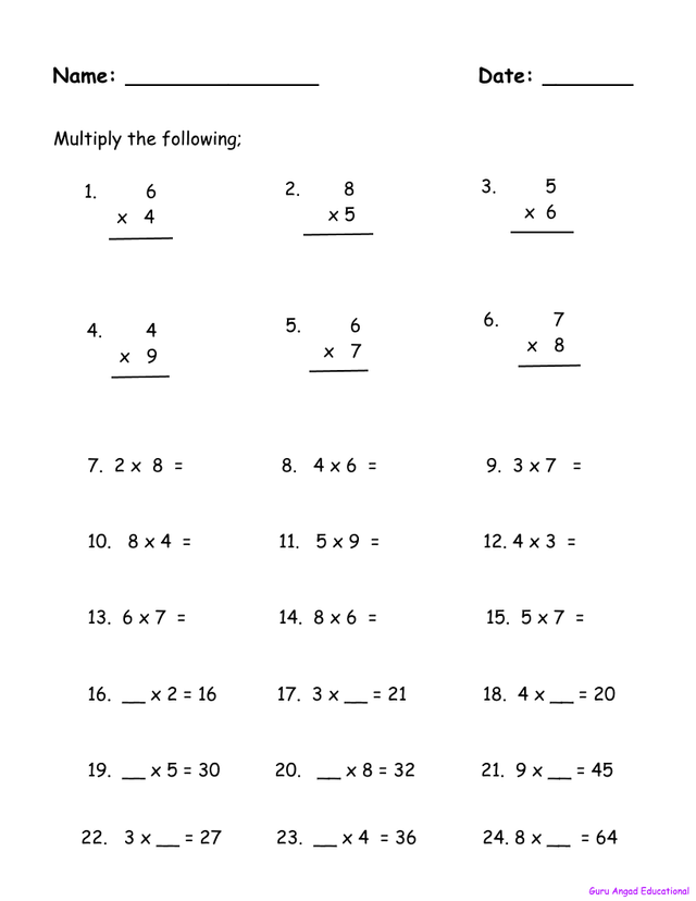 4th grade math one digit multiplication worksheets steemit