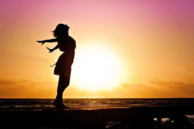 Woman Happiness Sunrise Silhouette Dress Beach.jpg
