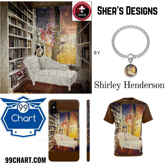 Sher's Designs promo Sher's library cat by artist shirley henderson.png