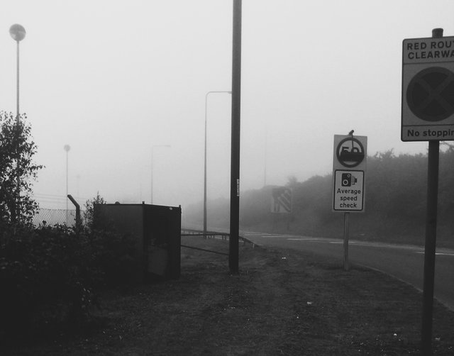 Fog Photography B&W August Fog To Mains Road And Maintenance Hut Aug 28th 2017.jpg