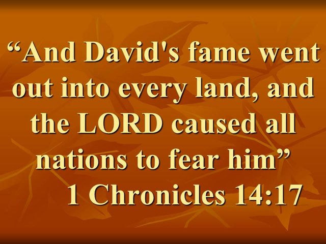 David consulted God. And David's fame went out into every land, and the LORD caused all nations to fear him.jpg