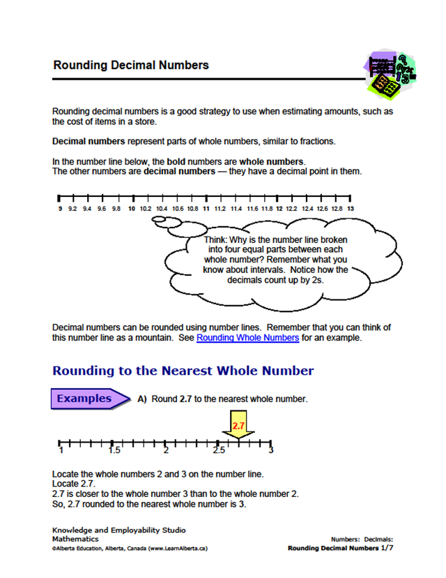 rounding decimals number line