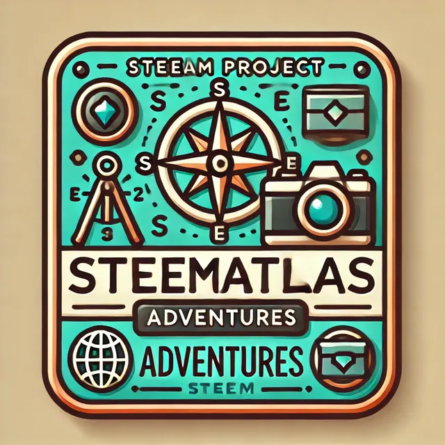 DALL·E 2025-03-21 19.03.26 - A rectangular badge-style image for the Steem project 'SteemAtlas Adventures'. The badge should include the text 'Explorer Badge' and a subtitle 'Stee.webp