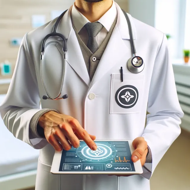 DALL·E 2024-03-01 21.24.37 - A professional and friendly-looking doctor wearing a white coat with a stethoscope around their neck. The coat has a subtle Steemit logo on the pocket.webp