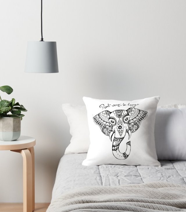 Happy Henna Elephant Pillow Bed.jpg