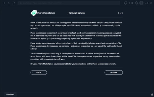 Шаг 4. Примите условия использования приложения Phore Marketplace