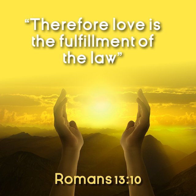 Exegesis of the bibleverse, therefore love is the fulfillment of the law. Romans 13.jpg