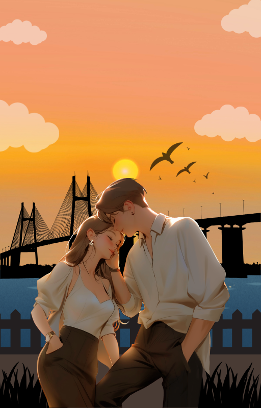 Orange Illustrative One Step to the Heart Wattpad Book Cover.png