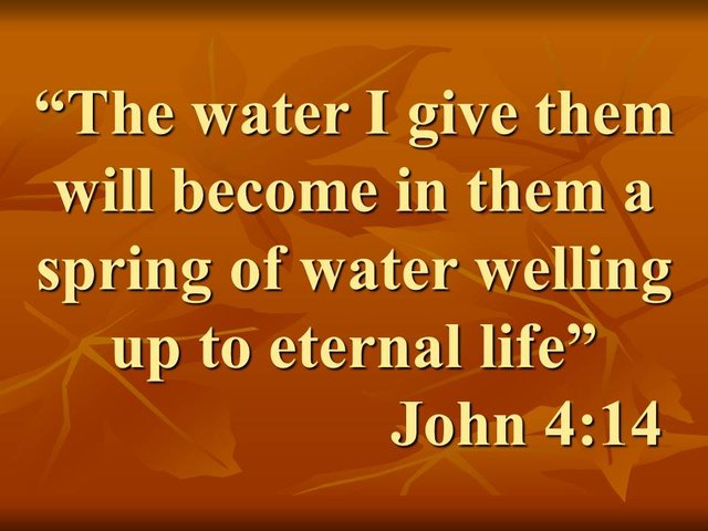 Wisdom of Jesus. The water I give them will become in them a spring of water welling up to eternal life. John 4,14.jpg