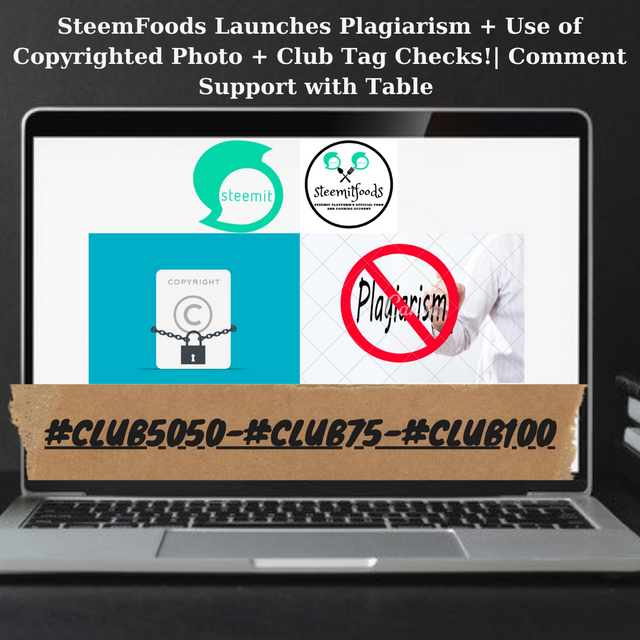 SteemFoods Launches Plagiarism + Use of Copyrighted Photo + Club Tag Checks! Comment Support with Table 🆕 ✔️.png