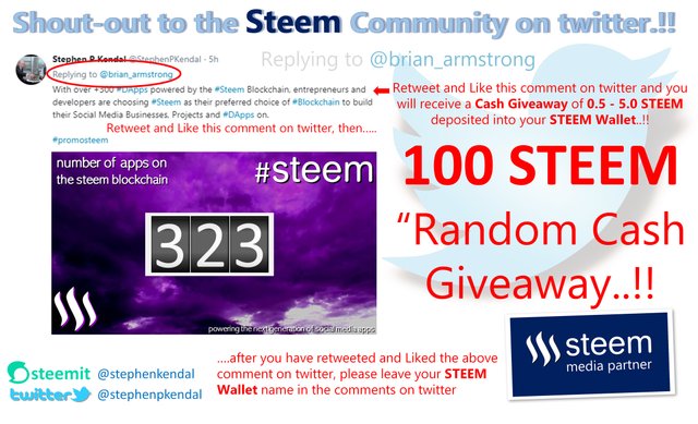 Random Steem Cash Giveaway 100 STEEM Giveaway to Brian Armstrong Comment.jpg