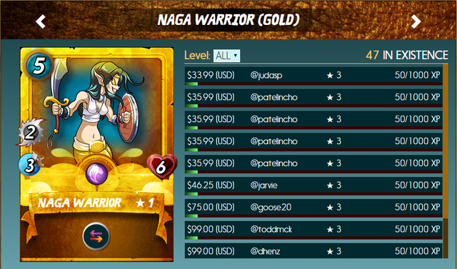 gold foil beta naga warriors on the market right now