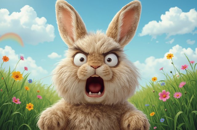 Lucid_Realism_Funny_fluffy_rabbit_with_a_scared_face_huge_terr_0.jpg