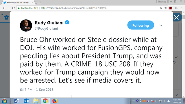 RudyGiuliani on Bruce Ohr collusion illegal Fusion GPS 9 3 2018.png