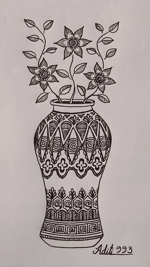 Ink drawing of a lily flower in a vase on Craiyon-saigonsouth.com.vn