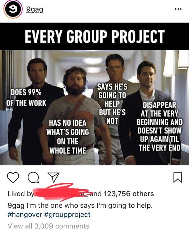 the hangover group project meme
