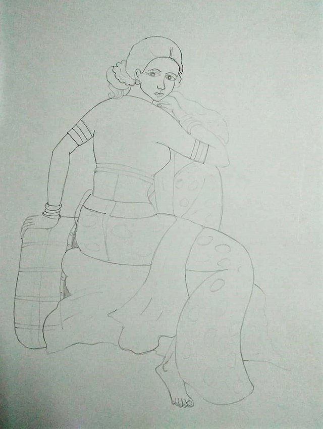 lady with a basket of fruits  pencil shading  kenfortes children adults  arts classes pencil and drawing class india 2  KenFortes visual Arts  academy Bangalore offers art courses for children