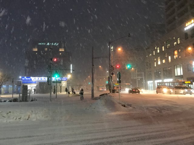 snowstorm near Hakodate station, Hokkaido
