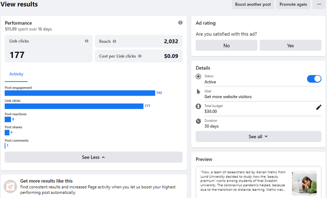 Facebook ad for Steem post, "Good looking students stopped getting higher grades with the transition to online learning"