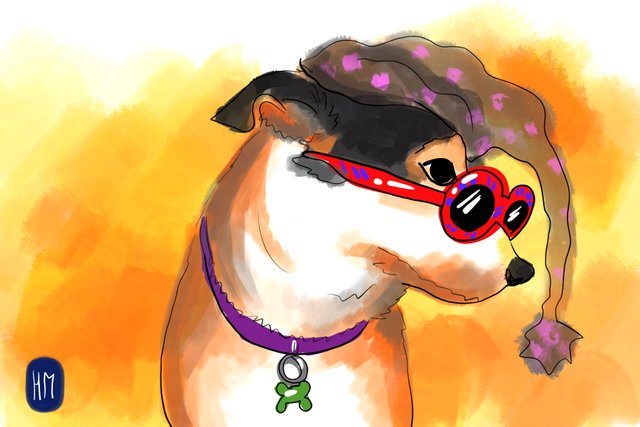 Digital Painting Cute Dog And Sunglasses And Funny Hat Steemit