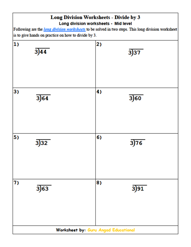 4th grade math two step long division worksheets divide by 2 3 4 steemit