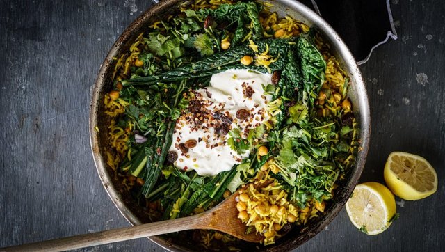 Warm chickpea and rice one-pot wonder with yoghurt and greens.jpg