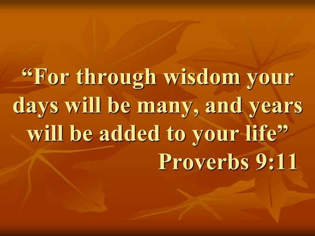The blessing of longevity. For through wisdom your days will be many, and years will be added to your life. Proverbs 9,11.jpg