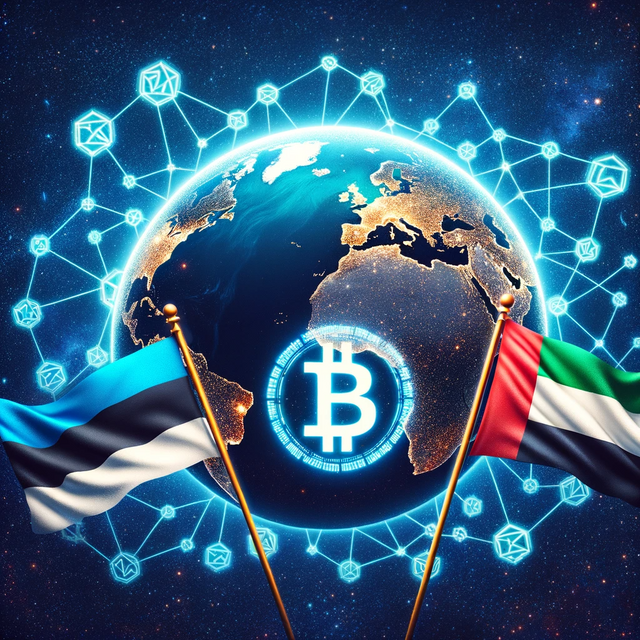 Crypto License Comparison, Dubai Crypto Regulations Vs. Estonia by www.consulting24.co - Illustration of the Earth viewed from space, with a constellation in the shape of blockchain links behind it, symbolizing the interconnectedness of gl.png