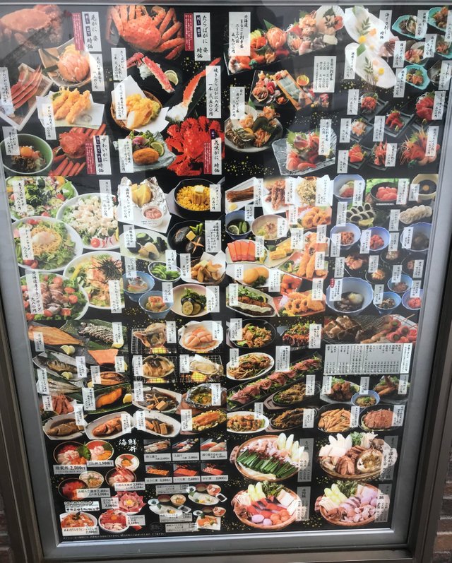 seafood menu from a store in Hakodate morning market