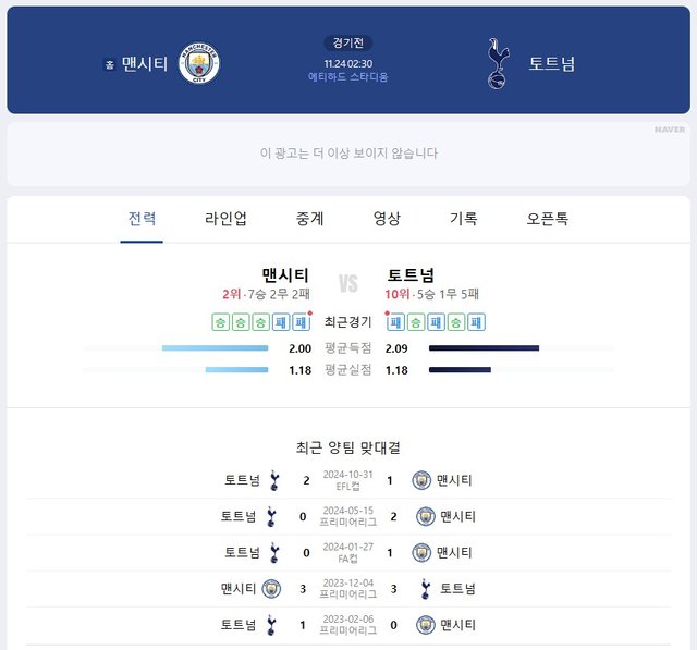 출처_네이버 해외축구_ 토트넘 대 맨시티 경기 일정-1.jpg